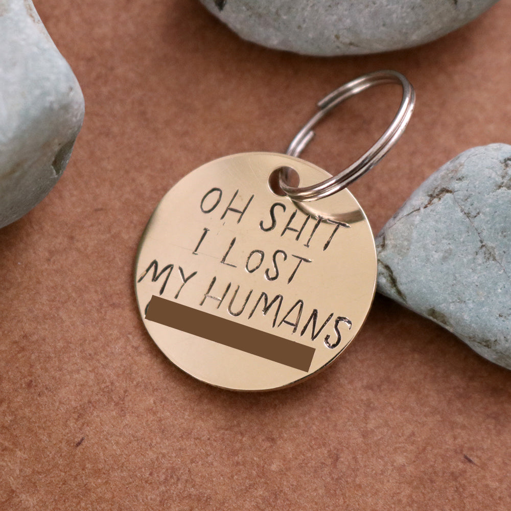 Brass Scrollwork Dog tag.