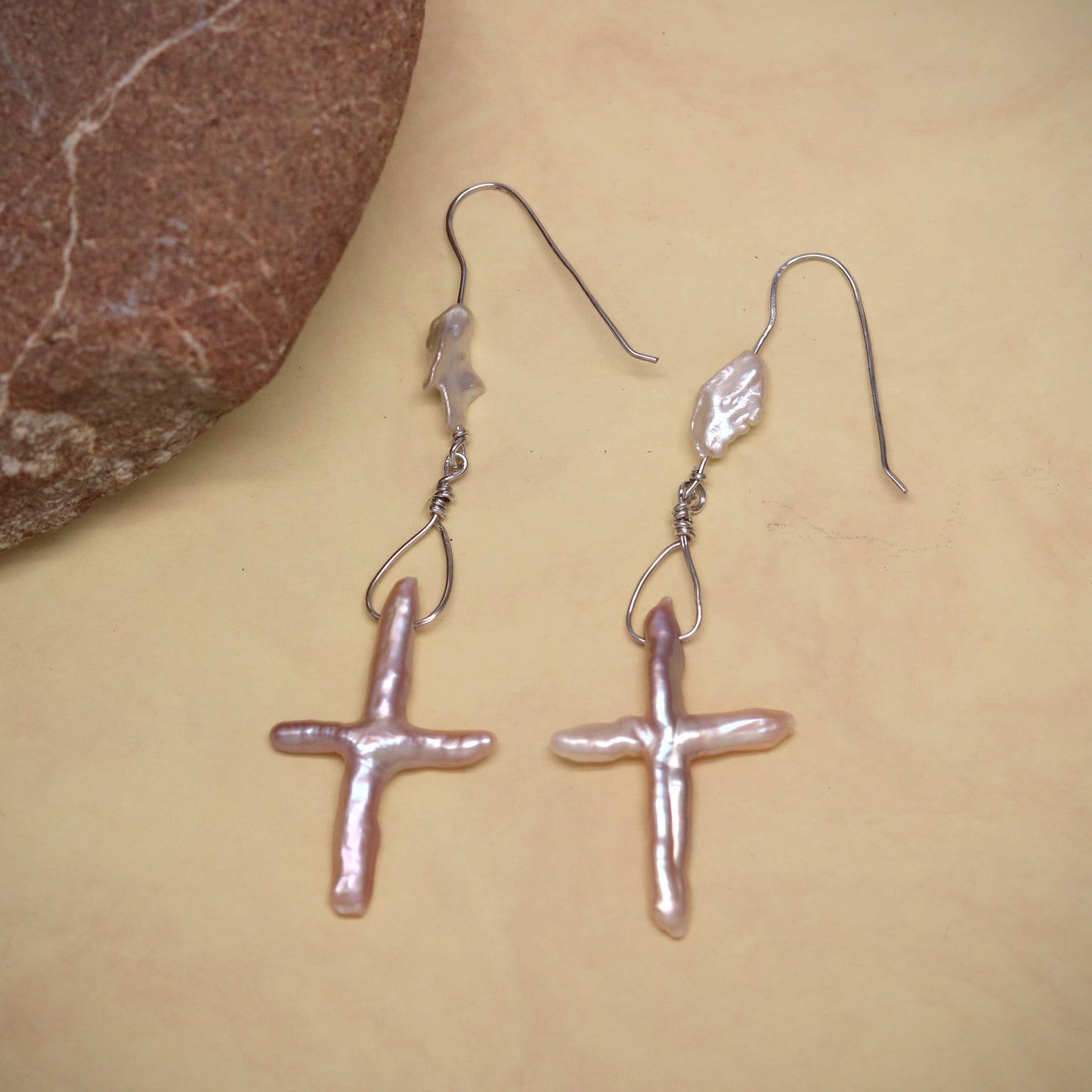 SV925 Cross Pearl Earrings.