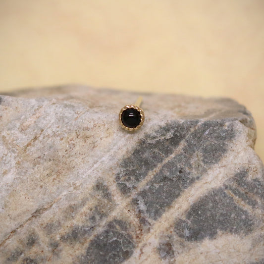 K18 Beaded Onyx Single Earring.