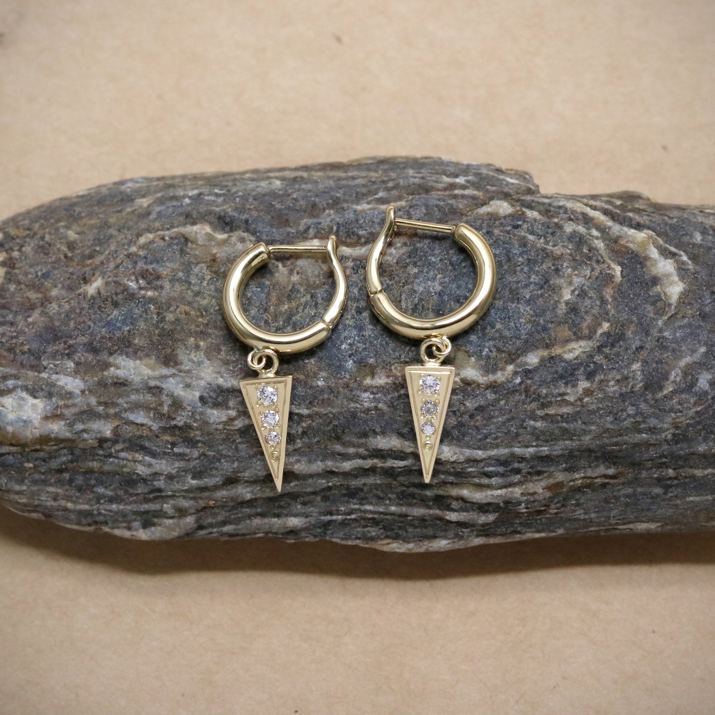 K18 Diamond 0.042ct. Diamond Trio Earrings.