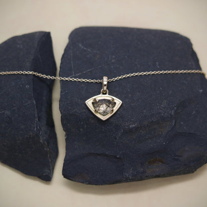 K18 Black Rutile Quartz Emblem Pendant.