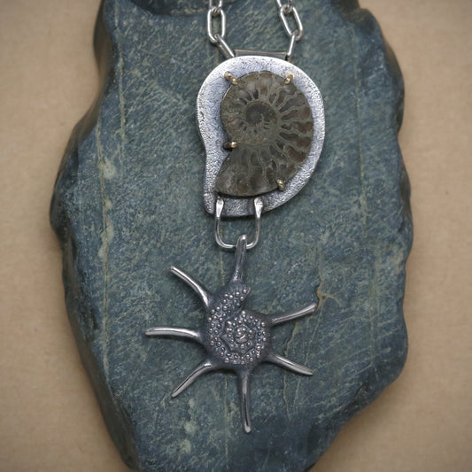 K18/SV925 Ammonite Pendant. one of a kind.