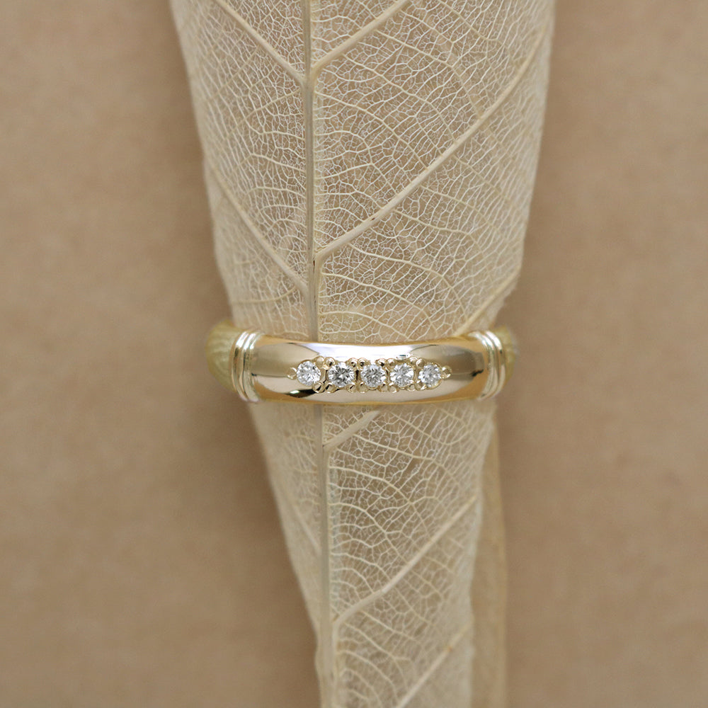 K10 0.06ct Diamond. MOKUME Ring.