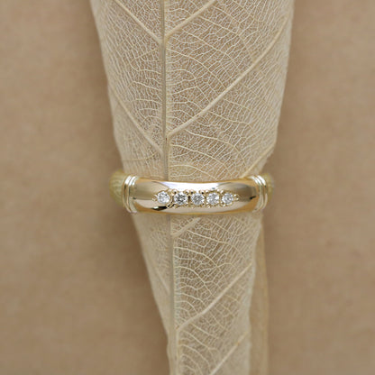 K10 0.06ct Diamond. MOKUME Ring.