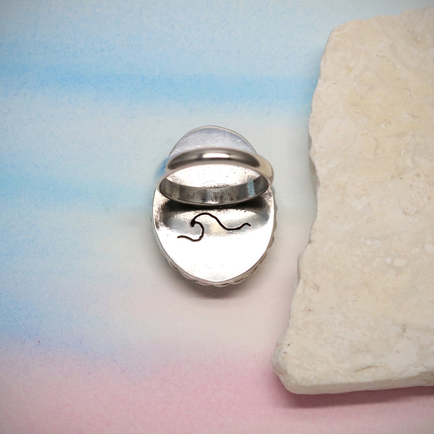 SV925 Honey cowry Ring./#11 one of a kind.