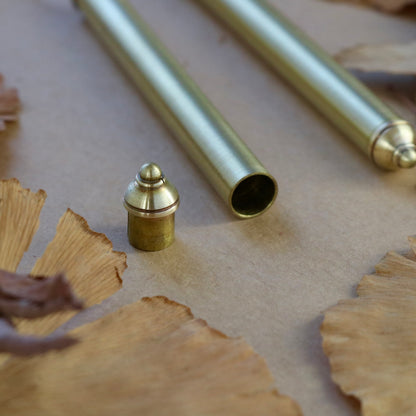 Brass/K18. Cylinder Earrings.
