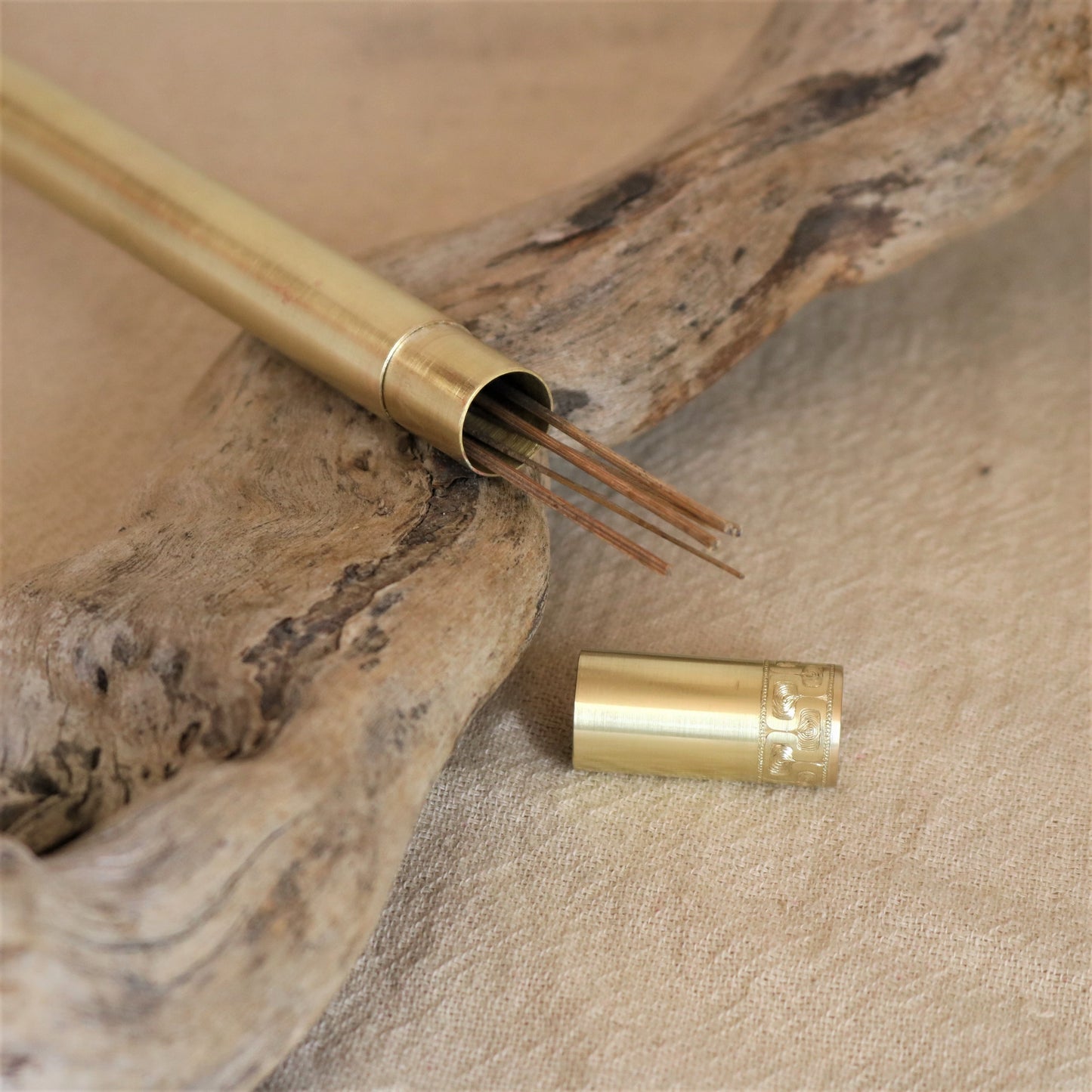 Brass ‘‘KEMURI" INCENSE CASE.