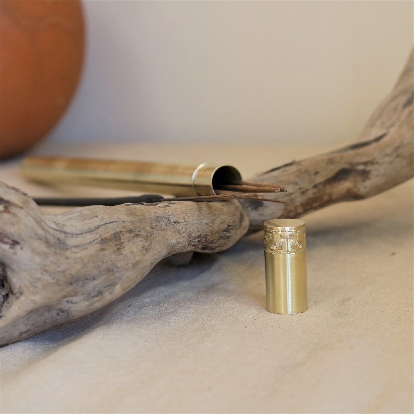 Brass ‘‘KEMURI" INCENSE CASE.